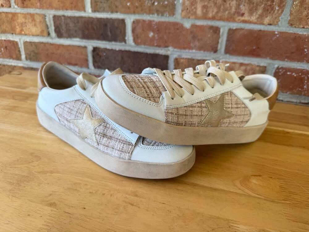 Corky's Another Round Sand Tweed Low-Top Sneakers with Glitter Star